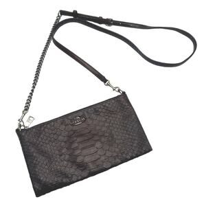 COACH - women's crossbody clutch bag deep burgundy snake embossed leather